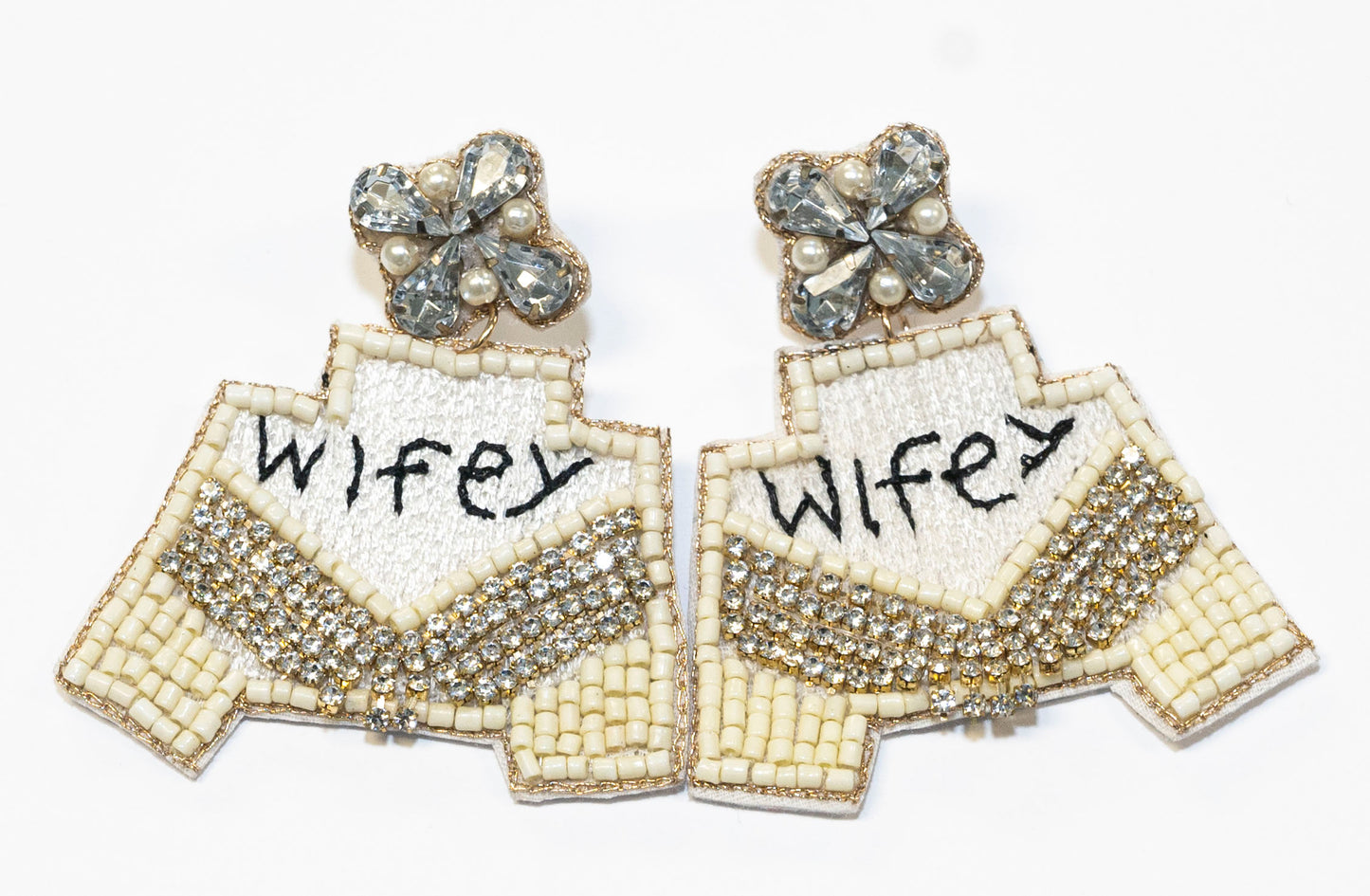 Wifey Sparkling Cowgirl Jacket “White” Earrings